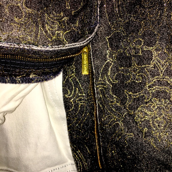 ROBERTO CAVALLI Jeans, Size Large Gold Jacquard Vintage RARE! Made in Italy NWOT - Picture 14 of 15